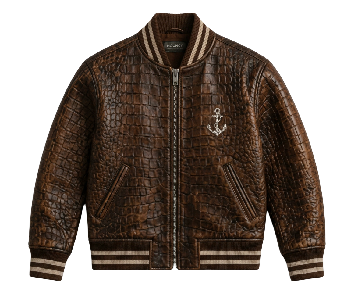 Croc Embossed Varsity — Cognac
