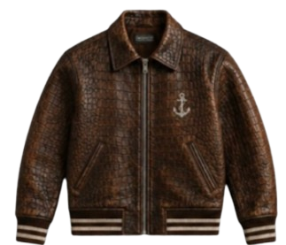 Voyager Croc Bomber — Vintage Brown (Front)